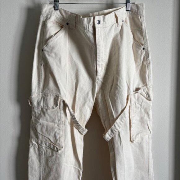 RARE FIND Standard/Cloth Urban Outfitters Cream Flared Cargo Pant - Picture 4 of 8
